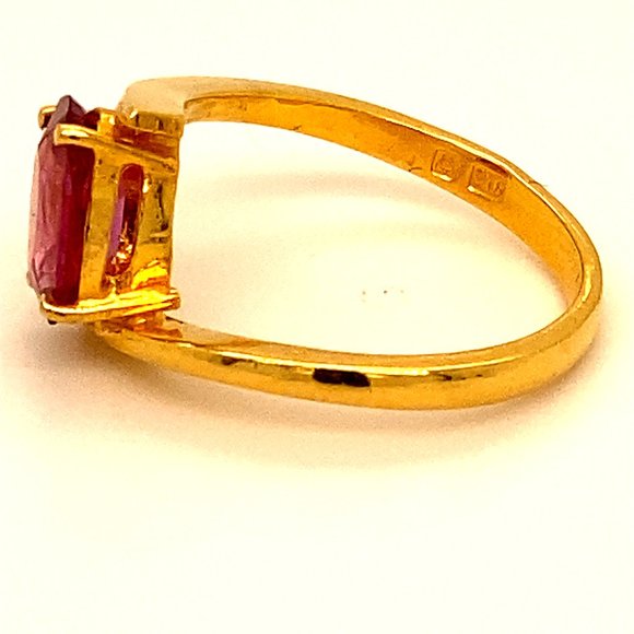 GIA Purple Pink Sapphire 2.07ct Solid 22K Ring - Picture 6 of 7